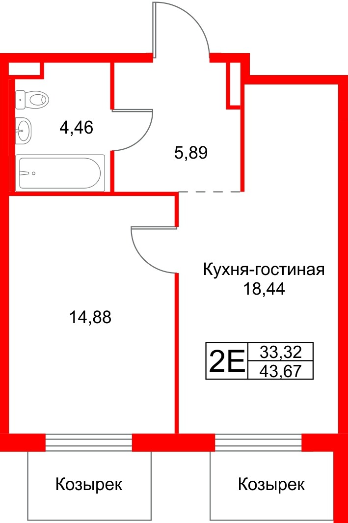 1-комн. планировка